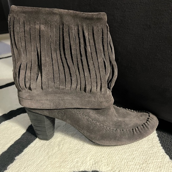 Born Gray Suede Fringe Booties - Picture 3 of 7